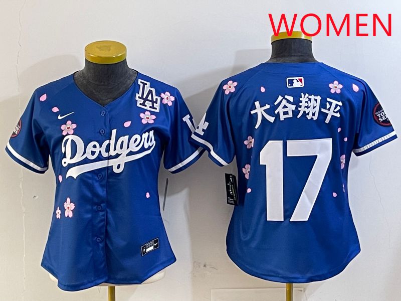 Women Los Angeles Dodgers 17 Ohtani Blue Sakura Edition 2025 Nike MLB Jersey style 15